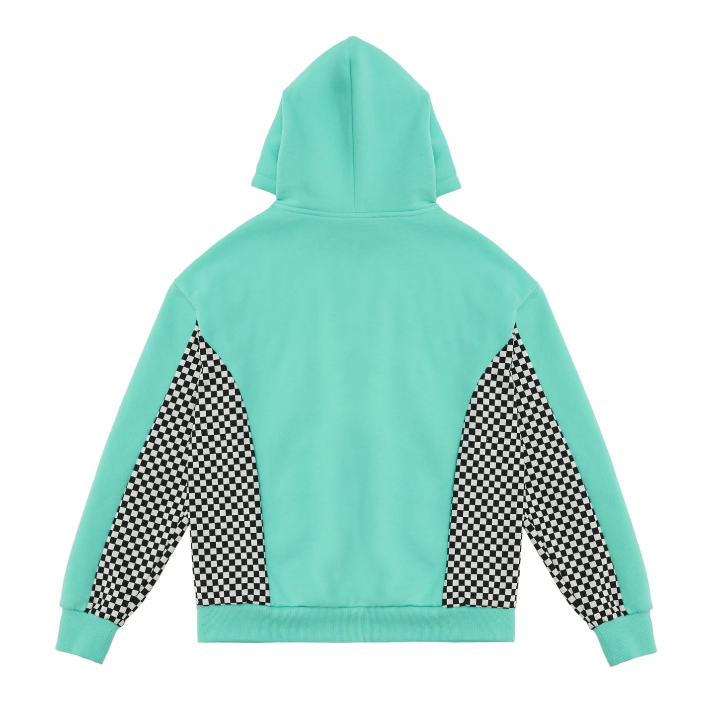 Checkered-Print-Hoodie-in-Pastel-Green